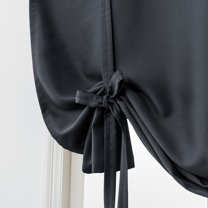 Namzi 1PC Black Blackout Curtain, Tie Up Curtain with Rod Pocket, Kitchen/Bathroom Curtain Window Valance, 102*160cm for Home Window Decor