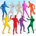 thumbnail image 2 of Traje Zentai de cuerpo entero para adultos, traje ajustado de segunda piel de licra para hombre, disfraz de Cosplay para fiesta de Halloween, mono negro y verde, 2 of 5