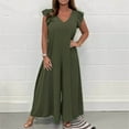 thumbnail image 2 of Women's Lace Up Casual Jumpsuit Ruffled Wide Leg Trousers Solid Color Comfortable Stylish Outfit Fashion Elegant Design, 2 of 2