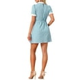 thumbnail image 3 of INSPIRE CHIC Vestido de Manga Corta Vintage con Panel de Contraste y Cuello Volante para Mujeres en Azul Lago, 3 of 6