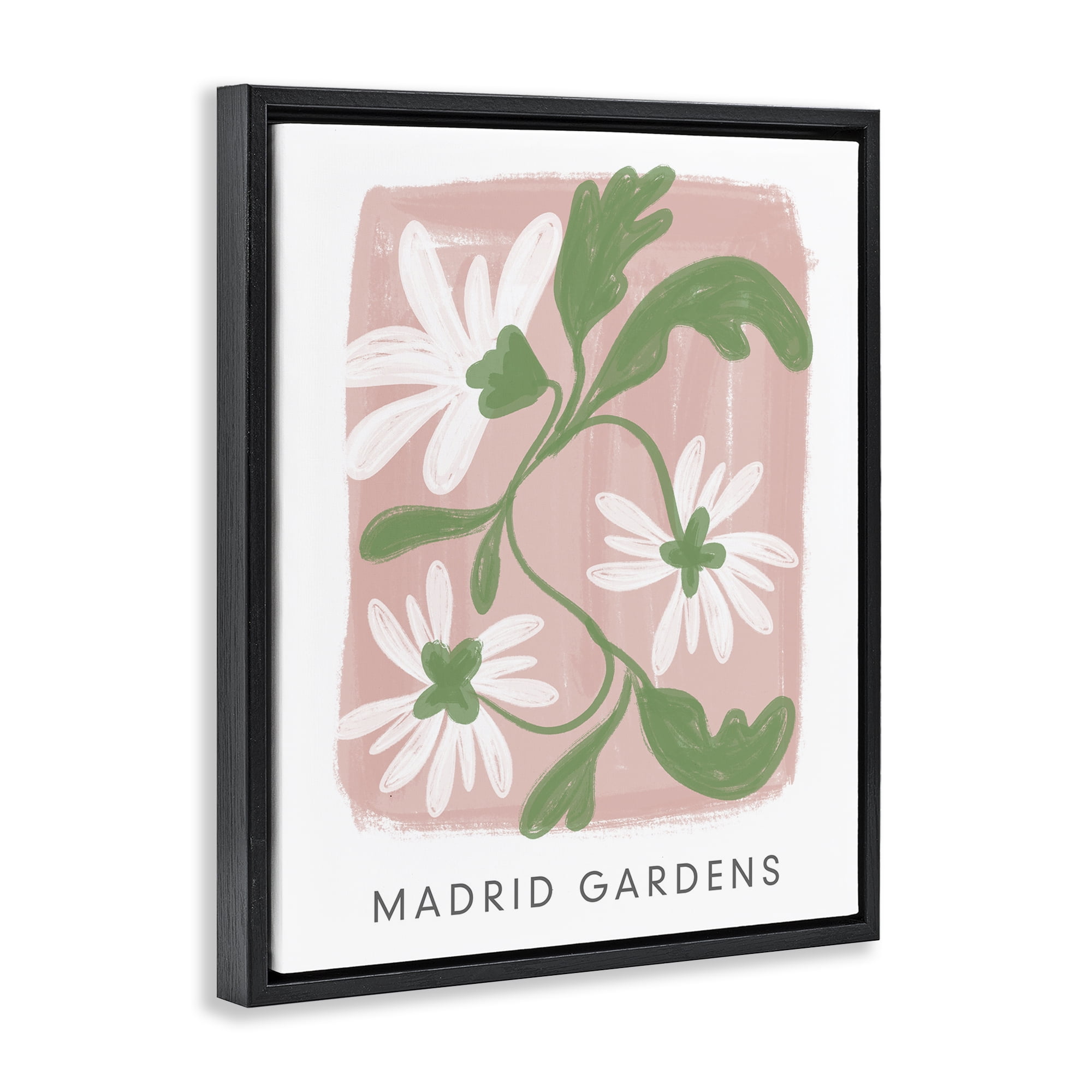 Stupell Industries Madrid Gardens Pastel Blooms Black Framed Floater Canvas Wall Art, design by Lucille Price