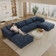 thumbnail image 2 of 157.6 inchCloud Sofa, Corduroy Fabric, Deep Couches, Double - layer design, Removable Cushion, No Assembly, Combination Living room, Bedroom, Conference room, Apartment, Blue, 2 of 13