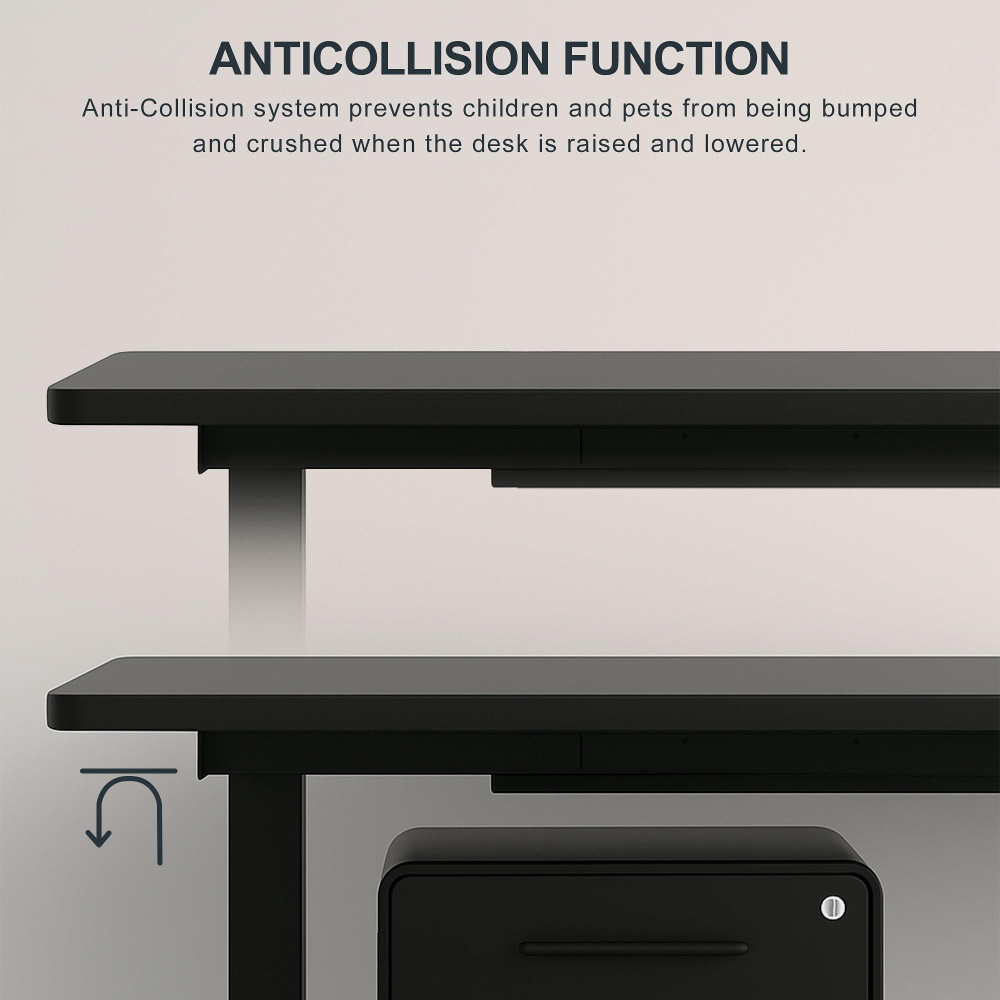 Electric Standing Desk, Whole Piece Height Adjustable Sit Stand up Computer Workstation for Home Office, Black Frame with Black Top