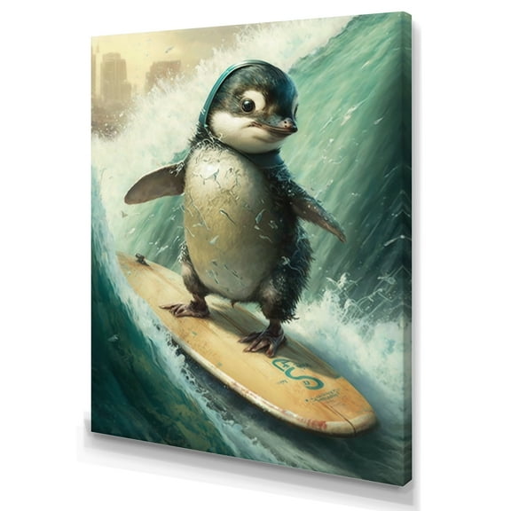 Designart Bird Surfing I Canvas Wall Art