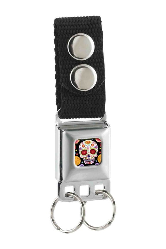 Mexican Day of the Dead Flowered Sugar Skull Key Chain