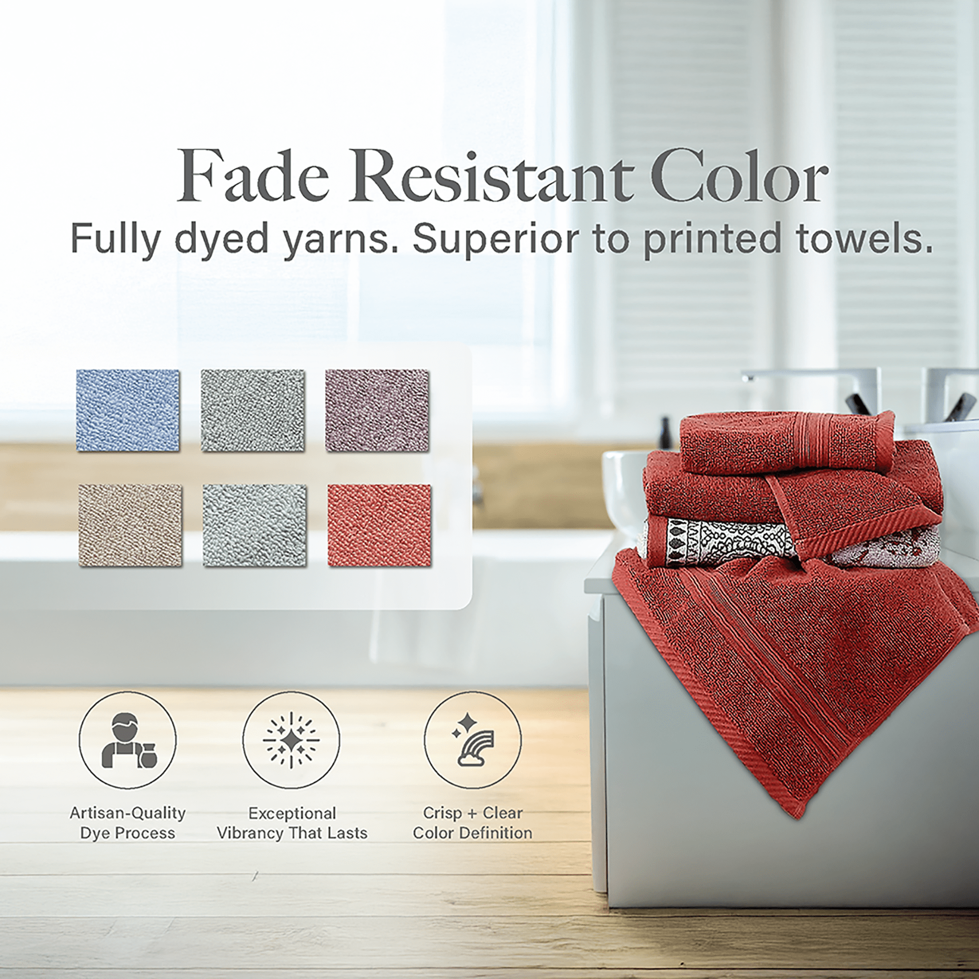 Modern Threads Ophelia 6-Piece Cotton Adult Bath Towel Set, Clay