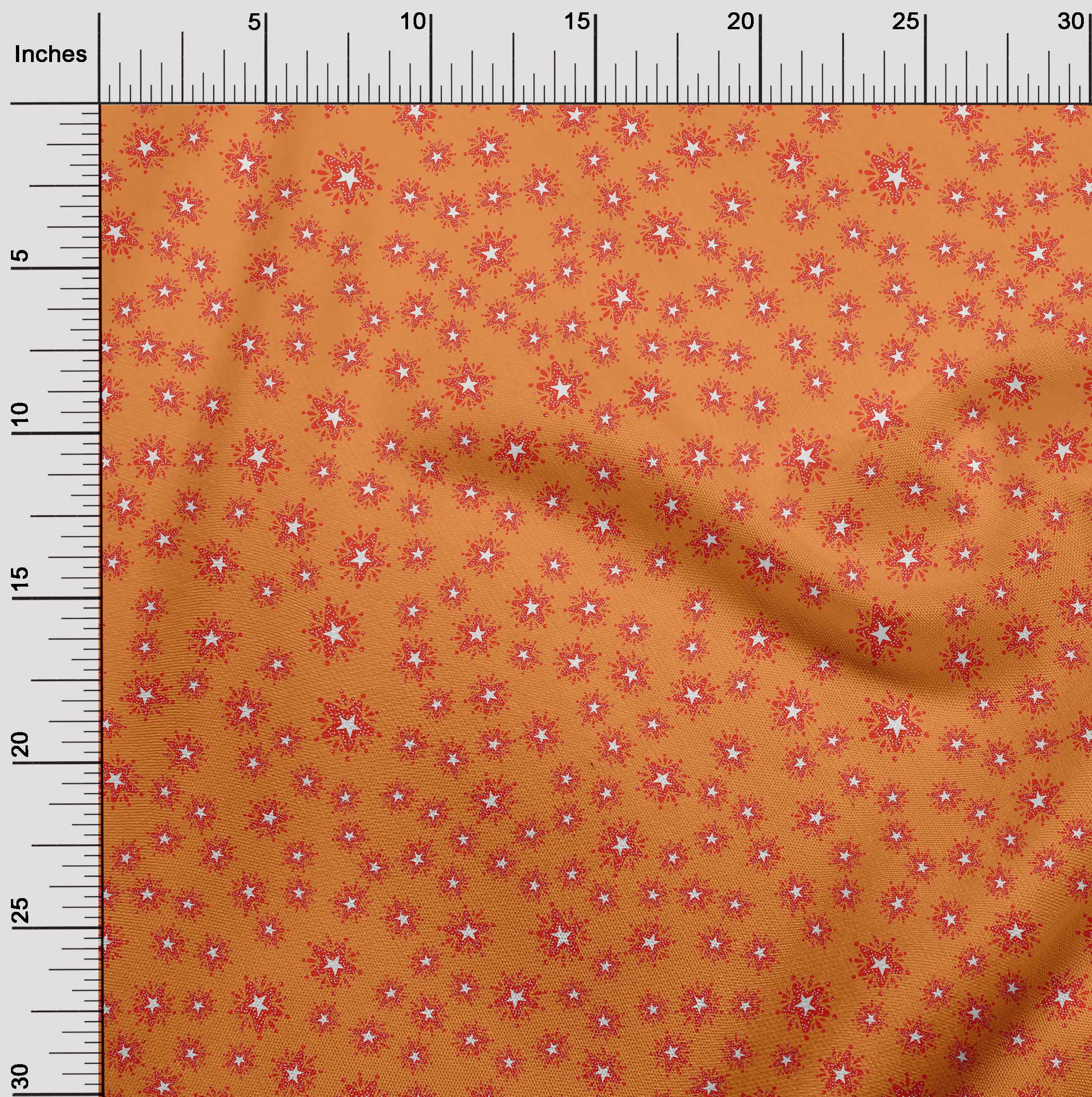 oneOone Viscose Chiffon Orange Fabric Star Christmas Craft Projects Decor Fabric Printed By The Yard 42 Inch Wide