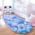 thumbnail image 4 of Junovo Fluffy Oval Rug Soft Tie Dye Area Rugs Shaggy Colorful Carpet Plush Bedside Carpet for Teen Dorm Baby Nursery,2.6 x 5.3ft,Blue Purple, 4 of 7