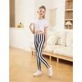 thumbnail image 2 of HDE Girl's Leggings Holiday Stretchy Full Ankle Length Striped Tights Black and White Vertical Stripes - M, 2 of 6