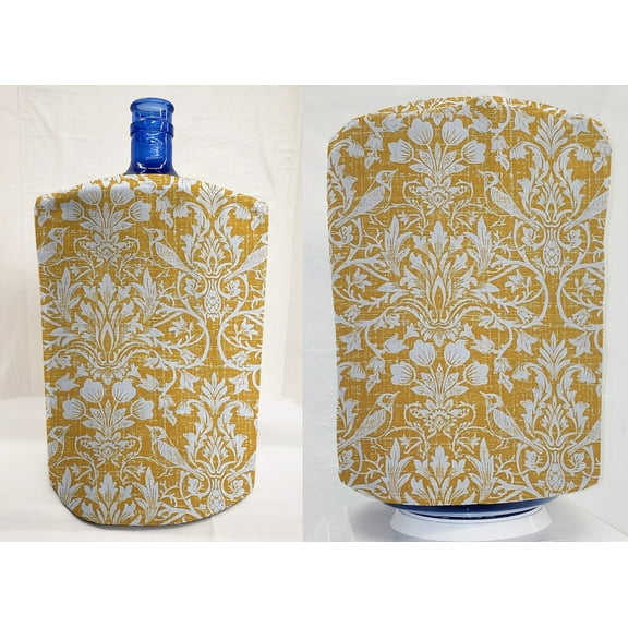 Gold Floral Damask Water Bottle Cover by Penny's Needful Things (3 Gallon Cover)(Top Spout)