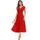 thumbnail image 1 of Vestido CDSSL para madre de la novia, encaje de chifón rojo, largo hasta el té, 1 of 5