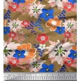 thumbnail image 1 of Soimoi Cotton Poplin Fabric Leaves,Aster & Plumeria Floral Printed Craft Fabric by the Yard 56 Inch Wide, 1 of 1