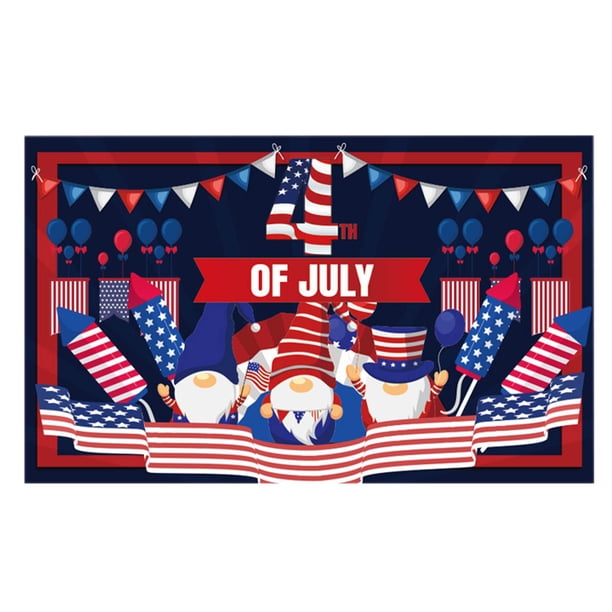 Banner de fondo del Día de la Independencia | Póster de pared de tela del 4 de julio | Decoración de fiesta patriótica roja azul | Serpentina reutilizable resistente al agua | 72x44 pulgadas
