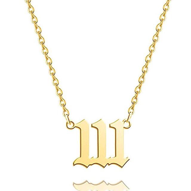Collier Numéro d'Ange 111 - Collier Pendentif 999 Collier en Acier Inoxydable Collier Numéro d'Or Collier Numéroté Bijou Type4