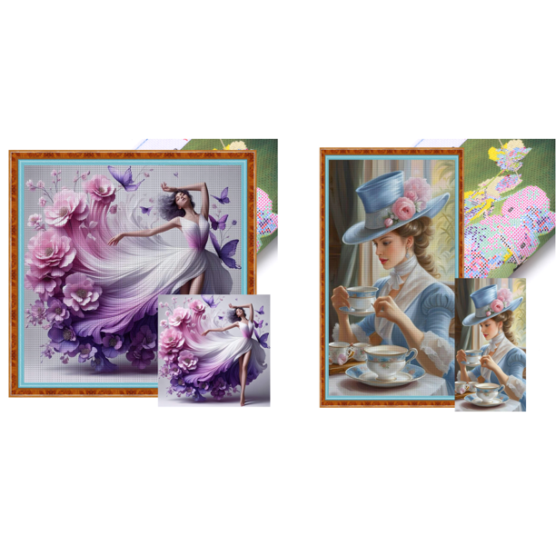 Kit Punto Cruz para Niña Hilo Algodón Ecológico Bordado 14CT 45x45cm