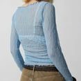 thumbnail image 4 of oqasdz Womens Thermal Underwear Lace Long Sleeve Top Sheer Mesh Cropped Top Floral Slim Fit Off Shoulder Top T Shirt Fashion Street Daily Wear, 4 of 4