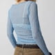 thumbnail image 3 of Gibobby Blusa Termica Mujer Top de manga larga de encaje para mujer, Top corto de malla transparente, Top Floral ajustado con hombros descubiertos, camiseta, camisa, ropa de calle（Azul， L), 3 of 4