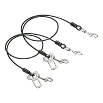 Uxcell Chew Proof Dog Leash, 31 in Dog Seat Belt Harness with Double Clips Leash Extender Steel Braided Vehicle Tether, (Black, 2 Pcs), Intended for Pet Car Safety/Walking/Training