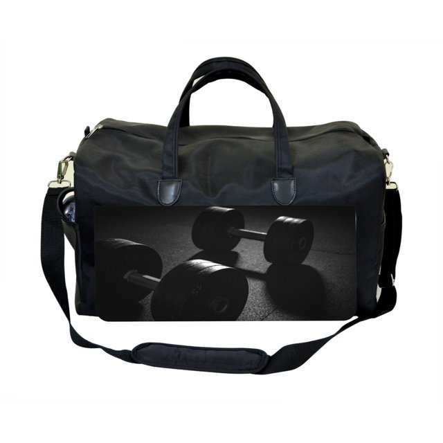 Dumbbells Large Black Duffel Style Weekender Carry On Satchel Bag