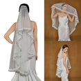 thumbnail image 2 of Double Layer Lace Trim Wedding Veils For Bride Photography Bridal Headpiece With Hair Comb Tulle Veils for Church Event White, 2 of 4