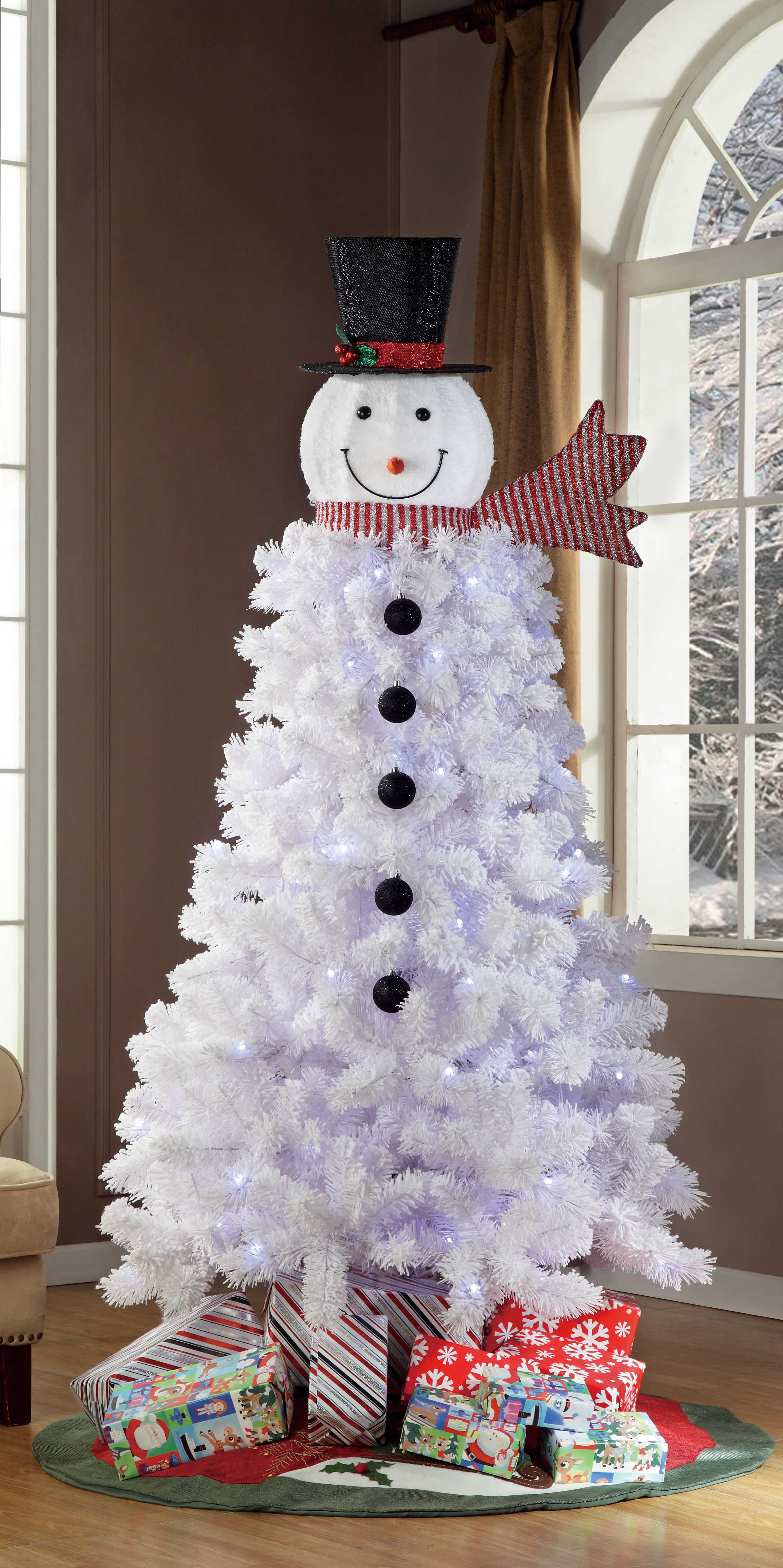 The Holiday Aisle Snowman 6' White Artificial Christmas Tree 