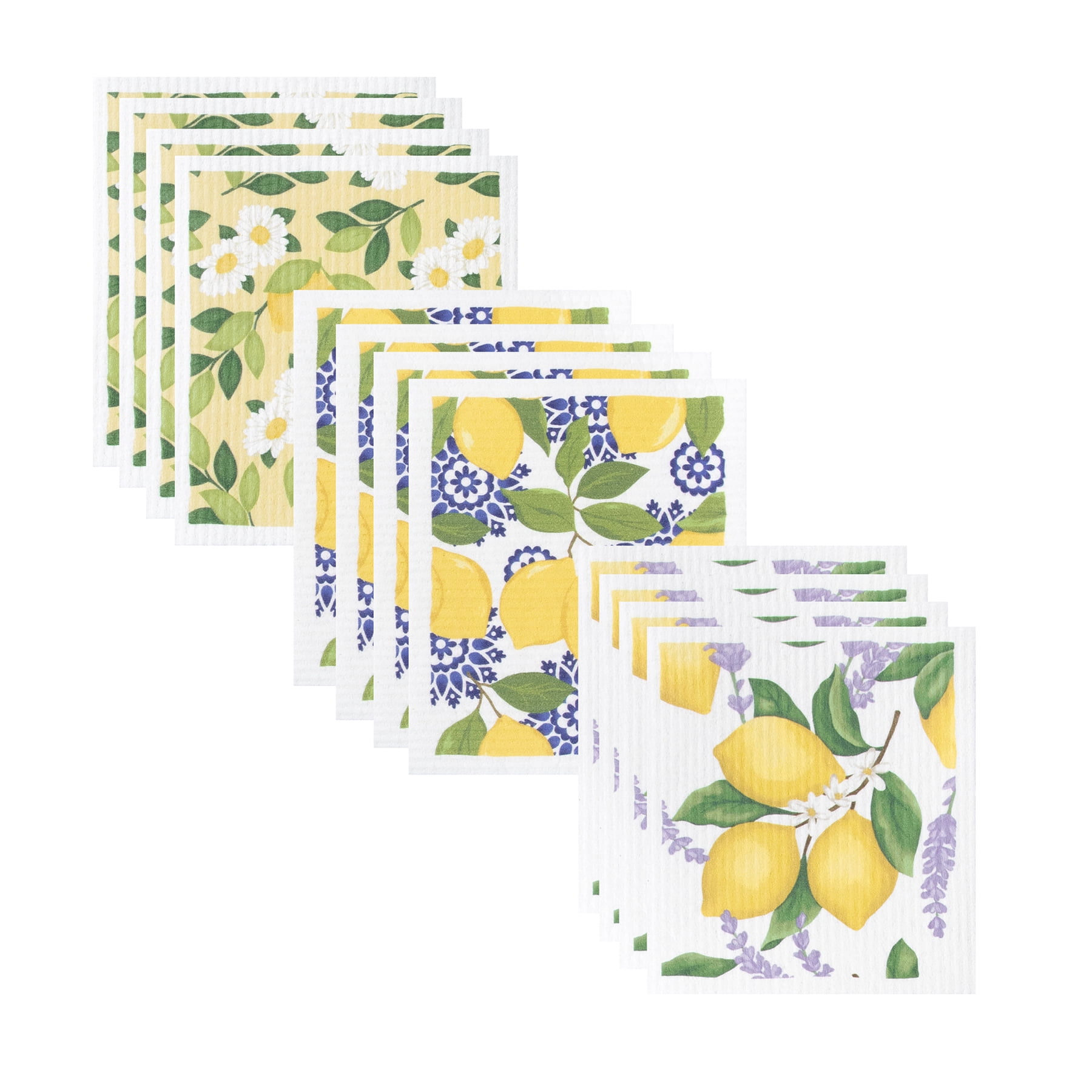 RITZ Swedish Sponge Cloth Set, 12-Pack, Lemons, 6.7' x 8'