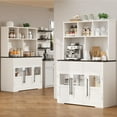 thumbnail image 4 of Studyset 60'' Kitchen Pantry Cabinet, Tall Kitchen Cabinet Pantry Cabinet with Glass Doors, Kitchen Cabinet with Drawers Coffee Bar Table for Living Room, Dining Room, 4 of 6