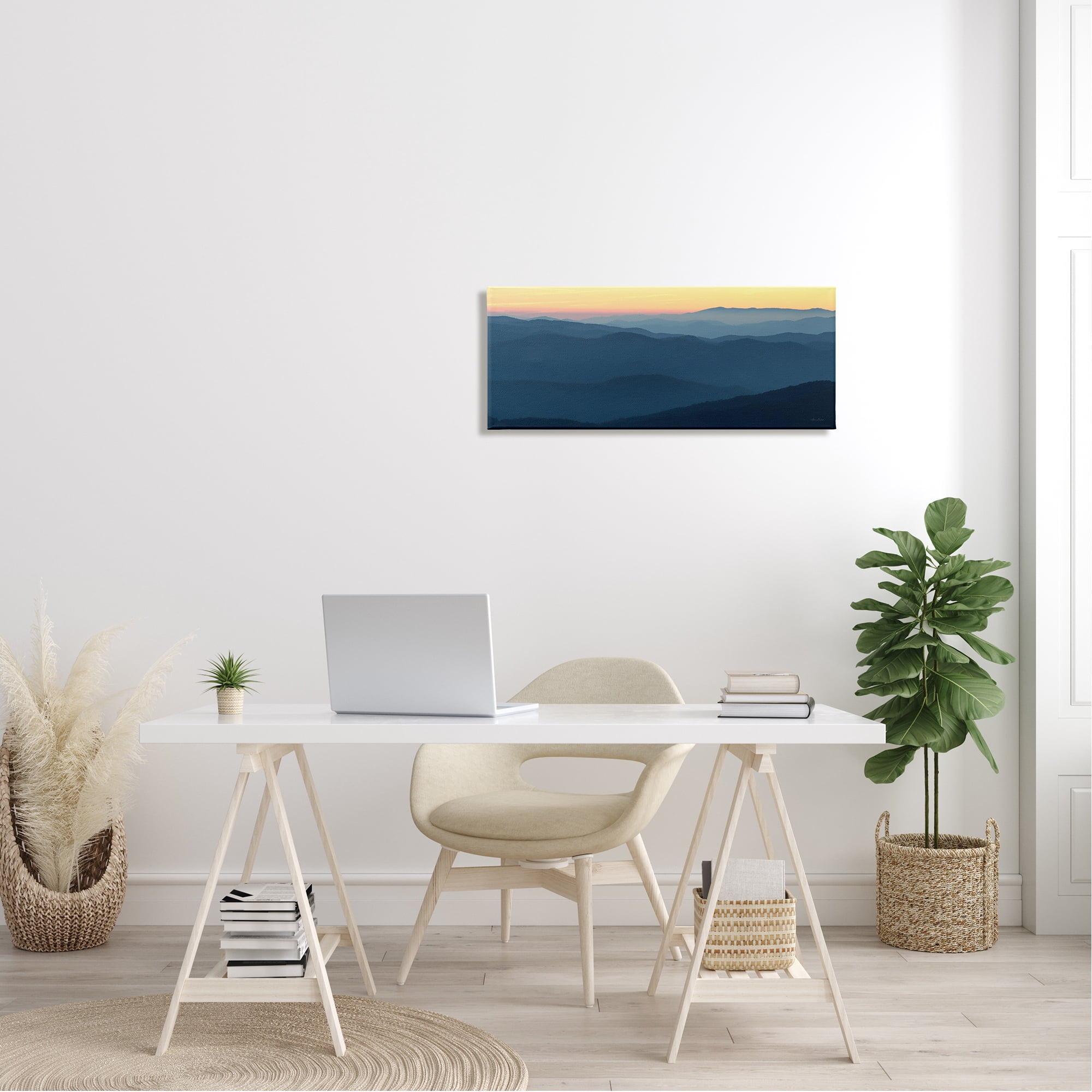 Stupell Industries Panoramic Horizon Sunset Sunrise Blue Mountain Range , 30 x 13, Design by Lori Deiter
