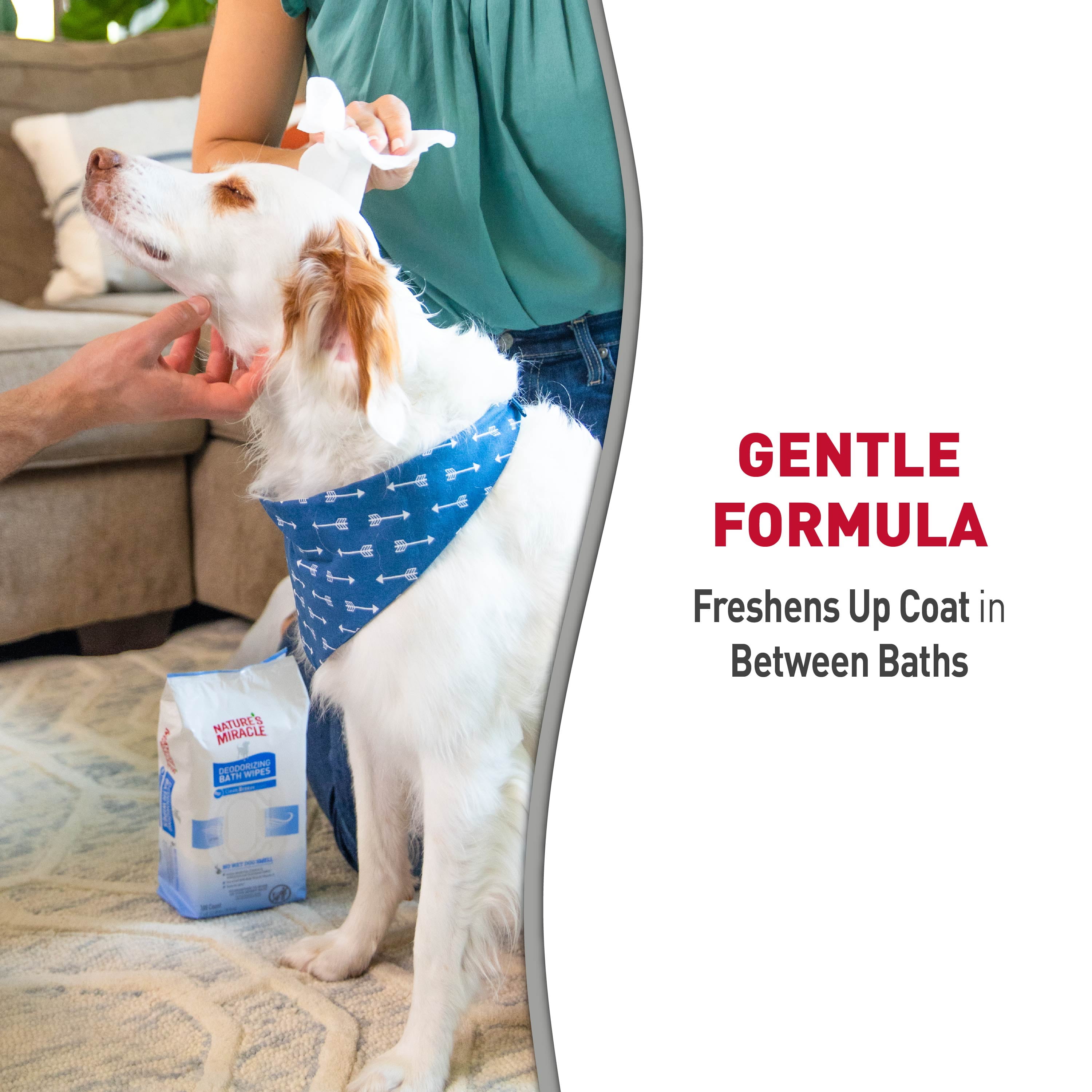 Nature’s Miracle Deodorizing Bath Wipes for Dogs, Sunkissed Breeze Scent, 100 Count