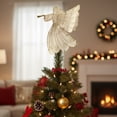 thumbnail image 2 of 11" LED Lighted Gold Shimmer Angel Christmas Tree Topper - Warm Clear Lights, 2 of 3