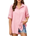 thumbnail image 3 of Bovxnpu Womens Long Sleeve Shirts Loose Sun Protection Cardigan Sleepwear, 3 of 9