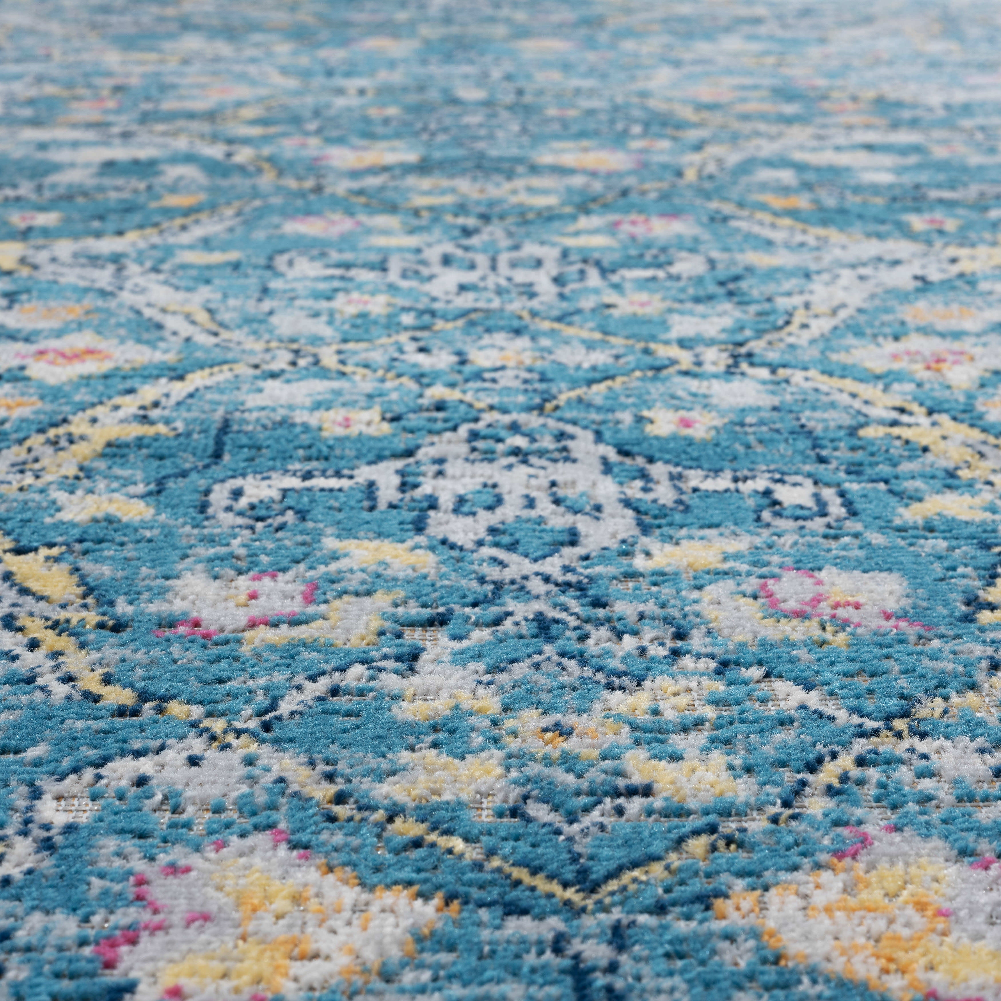 Ox Bay Blake 5'3" x 7'10" Blue/Gray Bordered Floral Durable Performance Indoor/Outdoor Area Rug