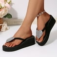 thumbnail image 2 of Dakaela Women's Wedge Flip Flops Rhinestone Platform Summer Walking Sandals Casual Slippers Silver 7, 2 of 7