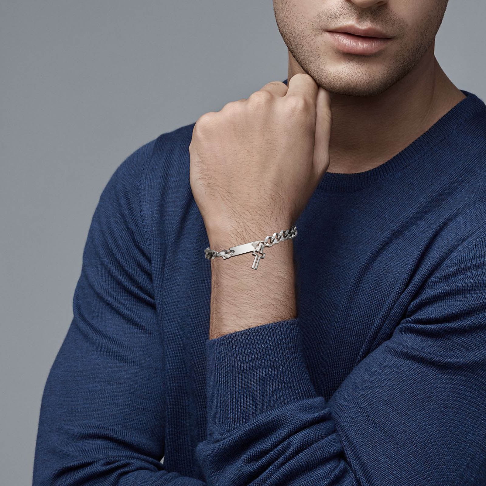 Hollow Cross Cuban Chain Bracelets for Men Boys,14K White Gold Twisted Chain Bracelets,Stylish Anniversary Gifts