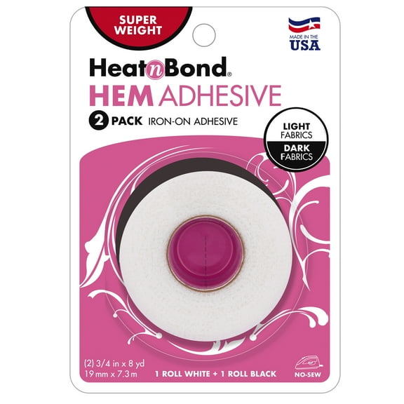 HeatnBond SUPER WEIGHT HEM TAPE COMBO LIGHT/DARK FABRIC 2 PACK 3/4 in x 8 yards each
