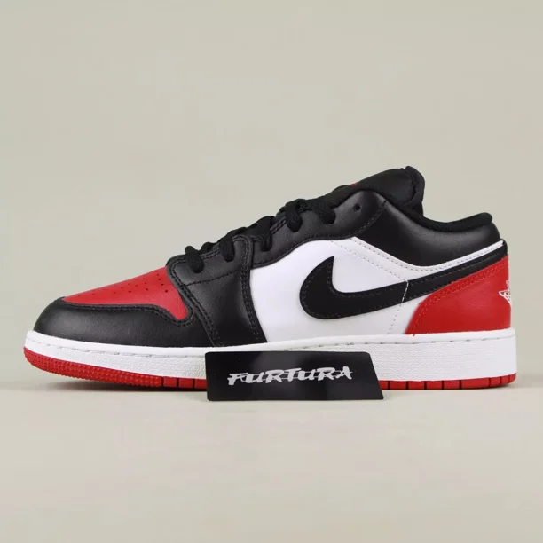 N I-K-E A i r-Jor-dan 1 Low GS Bred Toe 553560-161 Size 7Y / 8.5W Shoes #301B