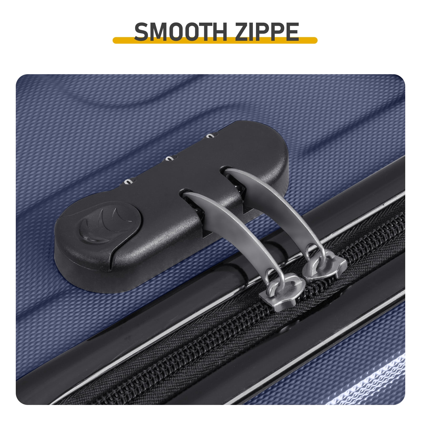 20in 24in 28in 3PCS Suitcase Set Vertical Striped Frosted Case ABS Trolley Case, Navy Blue
