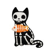 Halloween Skeleton Cat with Fish Pillow by Ashland-Halloween Pillow for Home Decor