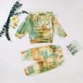 thumbnail image 4 of Xudanell Baby Winter Clothes Tie-Dye Hooded Sweatshirt Essentials Sweatpants Outfits Breathable Linen Pants Set 0-6 Months Green, 4 of 8