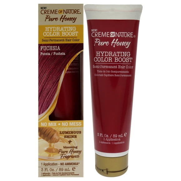 Tinte semipermanente para cabello Pure Honey Hydrating Color Boost - Fuchsia de Creme of Nature para unisex - Tinte para cabello de 3 oz Creme of Nature Color de pelo 3 oz
