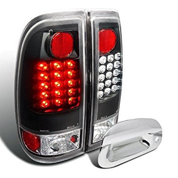 Ford F250 Super Duty Black LED Tail Lights Chrome Tailgate Handle Cover
