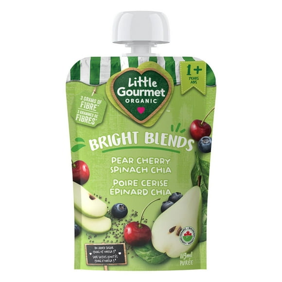 Little Gourmet Organic Bright Blends Puree Pouch – Strawberry, Banana, Bean – Stage 2, On-the-go nutrition for busy toddlers