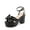 BLACK, variant on Women's Chunky Platform Heels Sandals Pleated Bow Knot Ankle Buckle Strap Heeled Sandals Open Toe Comfortable Wedding Party Dress Shoes