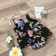 thumbnail image 6 of Douhoow Baby Girl Suspender Jumpsuits Casual Flower Print Round Neck Bow Lace-Up Triangle Romper, 6 of 8
