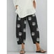 thumbnail image 4 of Pantalones holgados con bolsillos y cintura elástica con estampado de diente de león para mujer, 4 of 6