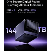 MINISFORUM N5 Air NAS with AMD Ryzen 7 255, 2X SODIMM DDR5-5600MHz, 64GB SSD, 1xHDMI+2xUSB4 Outputs, 5X HDD Slot, M.2 2230/2280/22110/U.2 Slots, 5GbE+10GbE LAN Port, RAID Support NAS