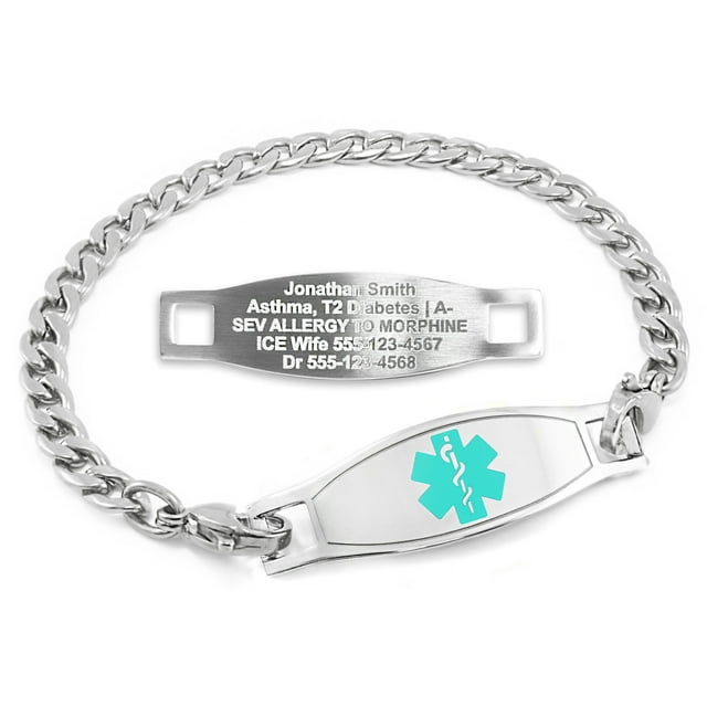 MedicEngraved Stainless Steel Custom Medical Alert Bracelet - 5mm Curb Link