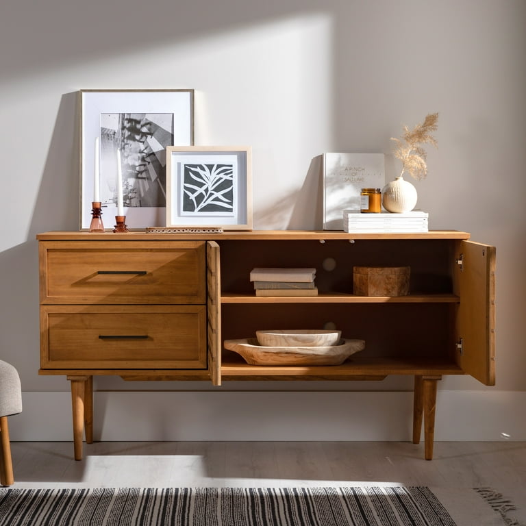 Walker Edison Boho Geometric Storage Wood Sideboard, Caramel Walker Edison Boho Geometric Storage Wood Sideboard, Caramel