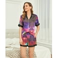 thumbnail image 5 of Silk Satin Pajama Sets for Women Two Piece Short Sleeve Sleepwear Tie Dye Soft Loungewear Button Down Pj Set, 5 of 6