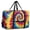Red and Yellow Tie Dye Pattern, variant on Blue and White Tie Dye Pattern Foldable Travel Duffel Bag, Under Seat Travel Tote with Front Pocket & Trolley Strap, Foldable Design Gifts for Air Travel Weekend Gym